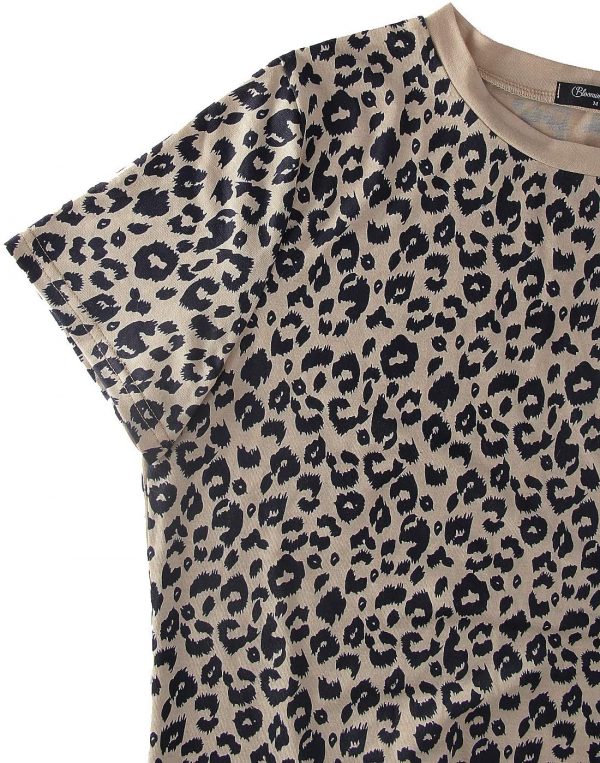 Blooming Jelly Womens Leopard Print Tops Short Sleeve Crew Neck T Shirt Basic Casual Shirt