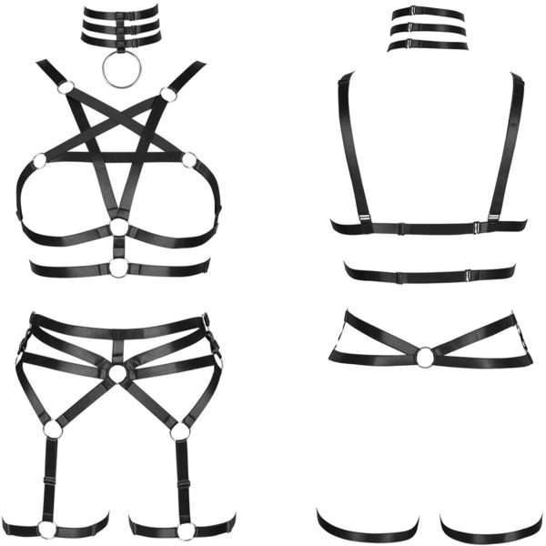 BBOHSS Women's Body Harness Bra Fashion Garter Stockings Underwear Elastic Plus Size Punk Gothic Carnival Dance Garter